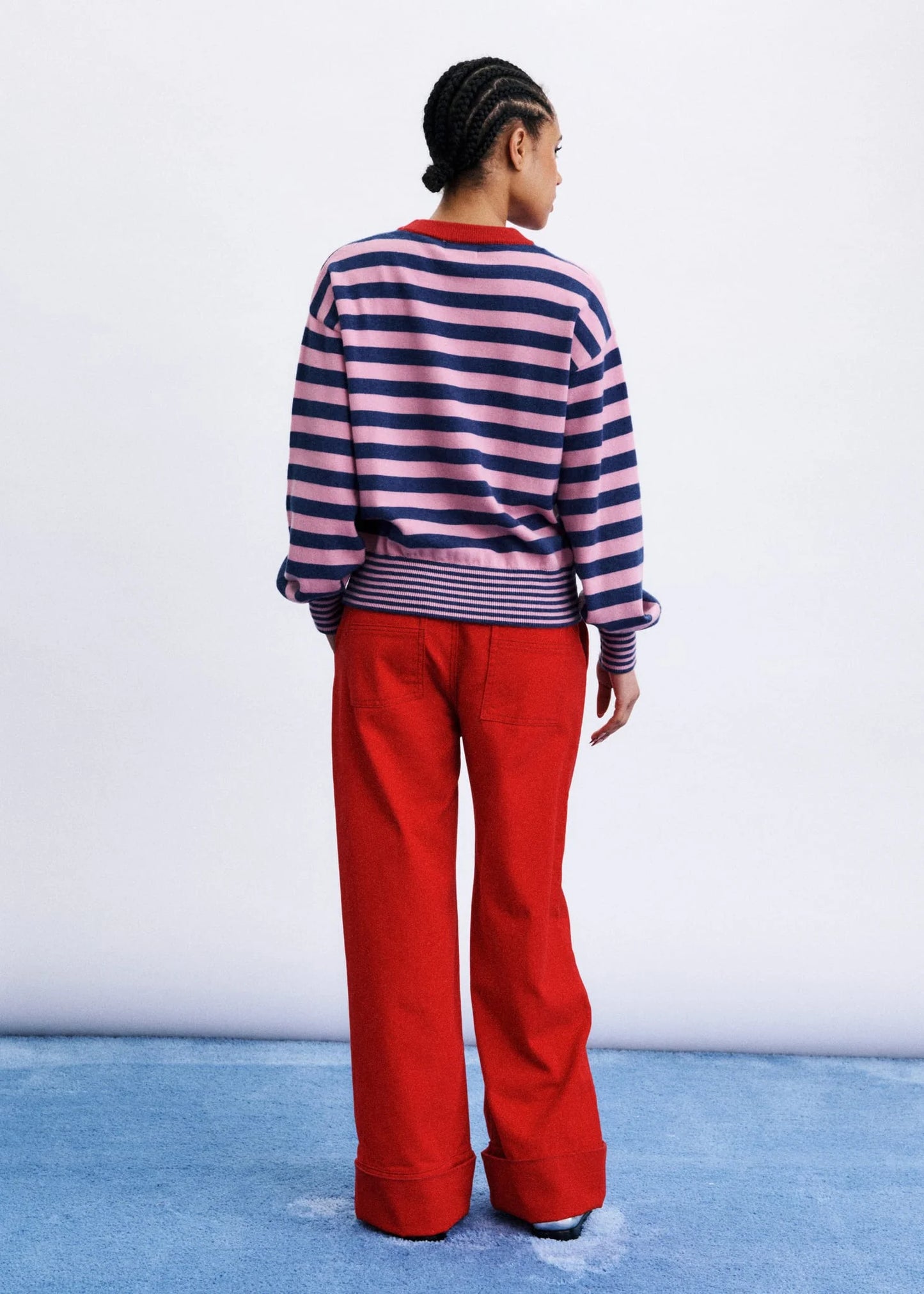 Pull AKITA rayé rose/bleu