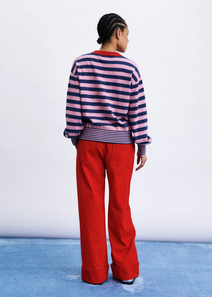 Pull AKITA rayé rose/bleu