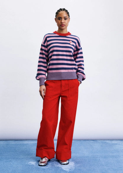 Pull AKITA rayé rose/bleu