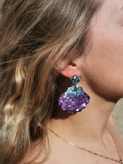 Boucles d'oreilles BALLENA coquillage parme