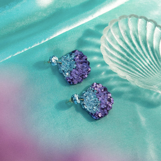 Boucles d'oreilles BALLENA coquillage parme