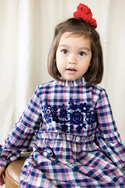 Blouse SANJANAI kid carreaux bleu/rose