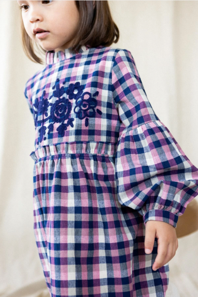 Blouse SANJANAI kid carreaux bleu/rose