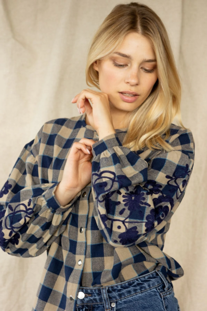 Chemisier BINU carreaux marine
