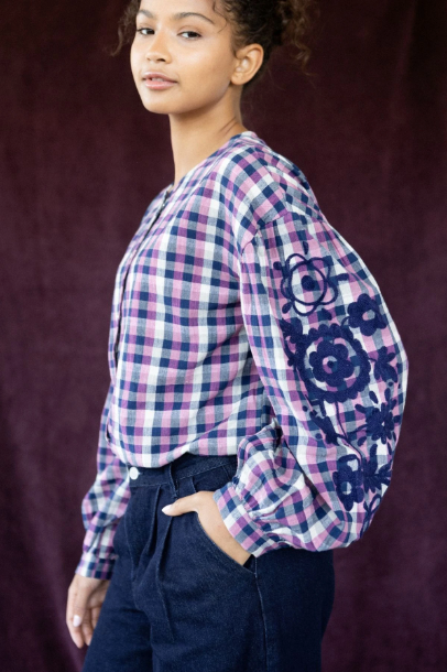 Chemisier BINU carreaux rose