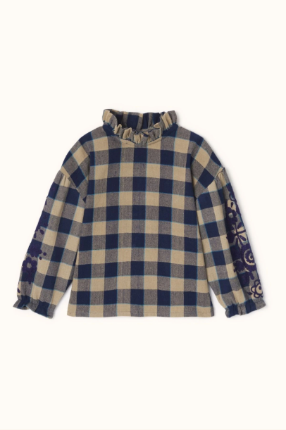 Blouse kid TILDAB carreaux beige/marine