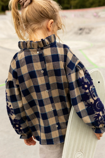 Blouse kid TILDAB carreaux beige/marine