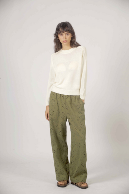 Pantalon CHARLIE broderie kaki