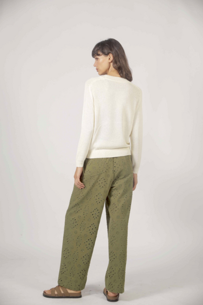 Pantalon CHARLIE broderie kaki