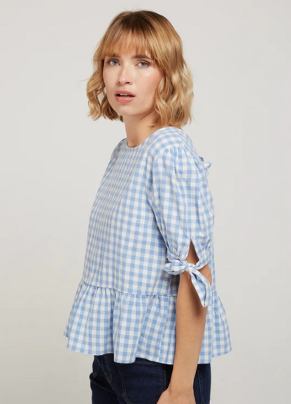 Blouse SIXTINE vichy bleu ciel