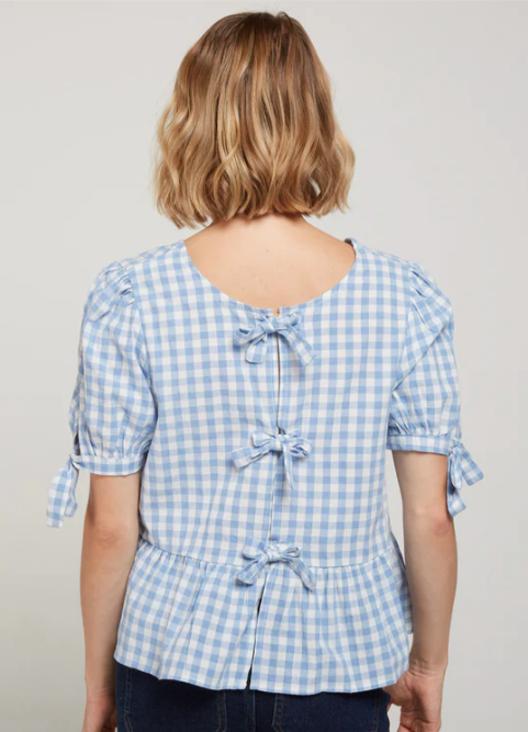 Blouse SIXTINE vichy bleu ciel