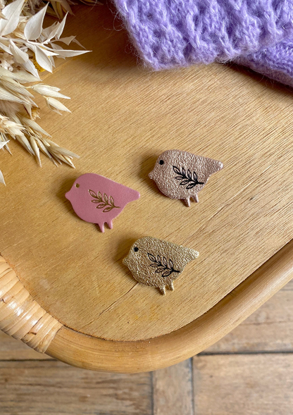 Broche BIRDY rose gold