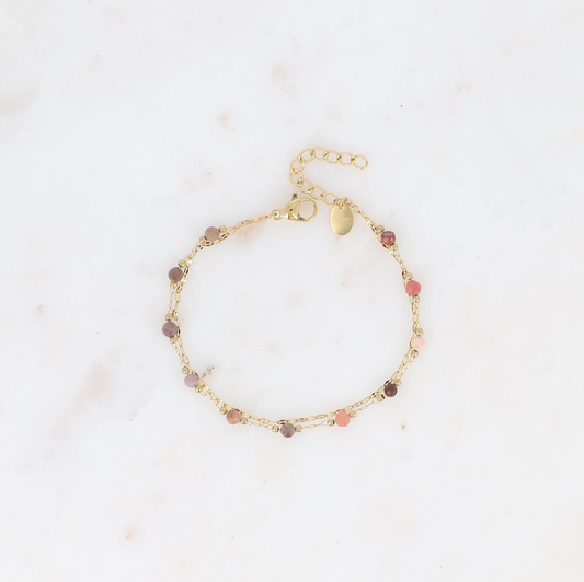 Bracelet deux rangs CAROLINE agates roses