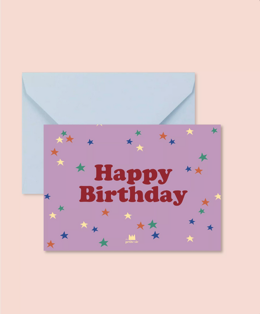 Carte postale HAPPY BIRTHDAY fleurs rose