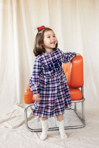 Blouse SANJANAI kid carreaux bleu/rose