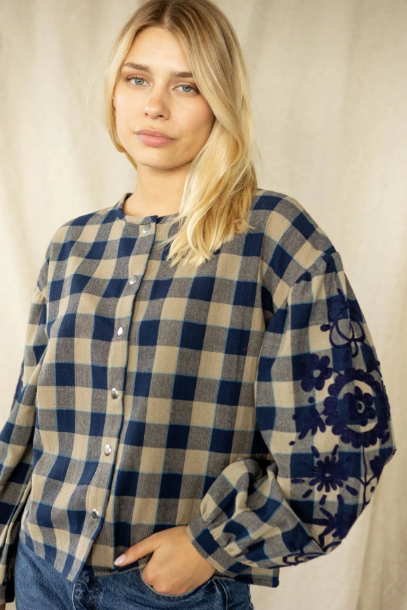 Chemisier BINU carreaux marine