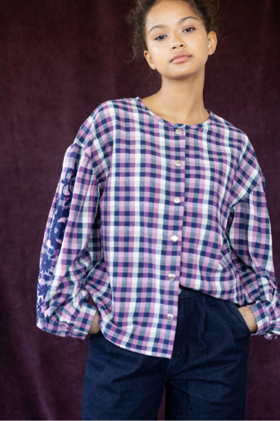 Chemisier BINU carreaux rose