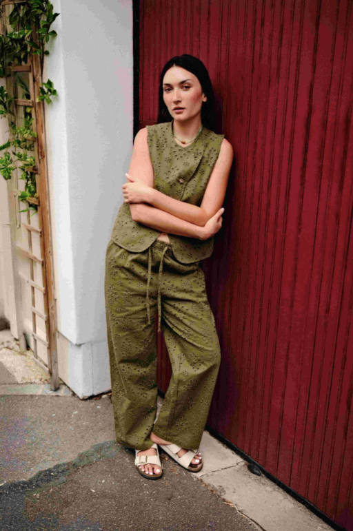 Pantalon CHARLIE broderie kaki