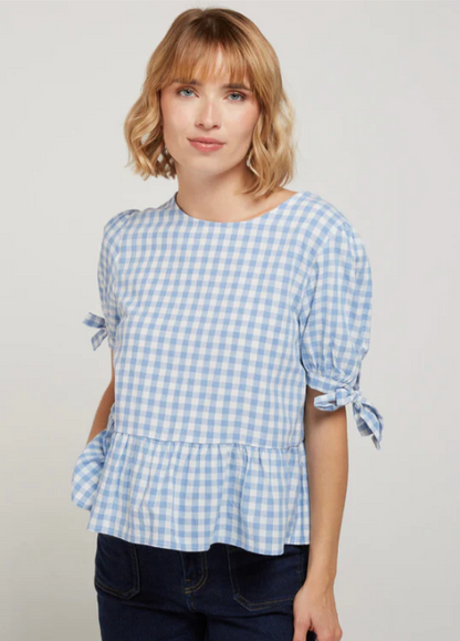 Blouse SIXTINE vichy bleu ciel
