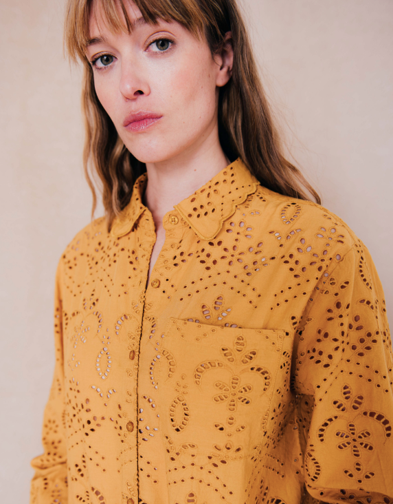 Chemise OLYMPE guipure ocre