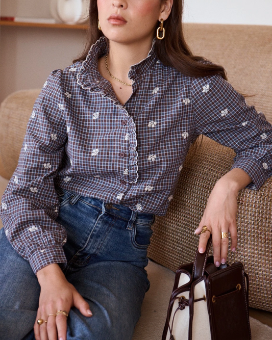 Chemise PÉNÉLOPE carreaux bleu/chocolat