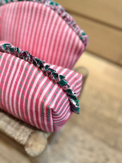 Grande trousse STRIPE rose/verte