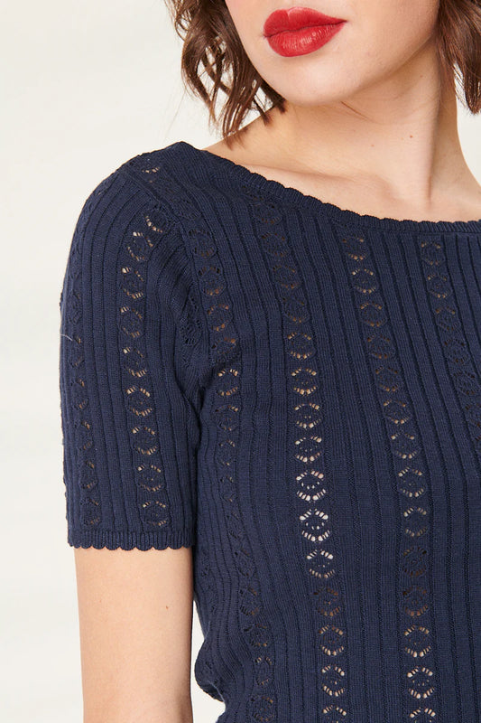 Pull LUCIE ajouré marine