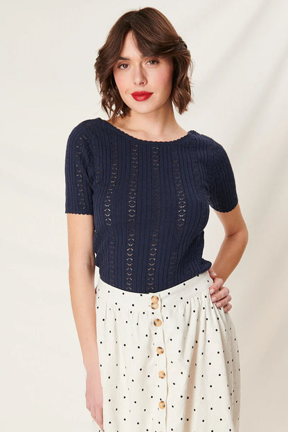 Pull LUCIE ajouré marine