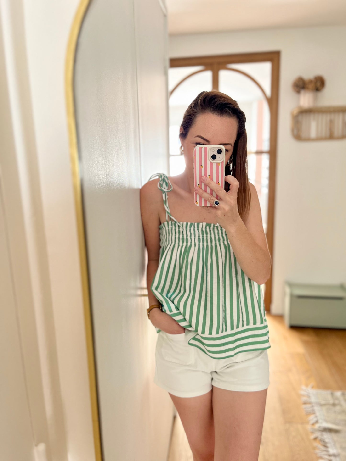 Top LOUISE rayé vert