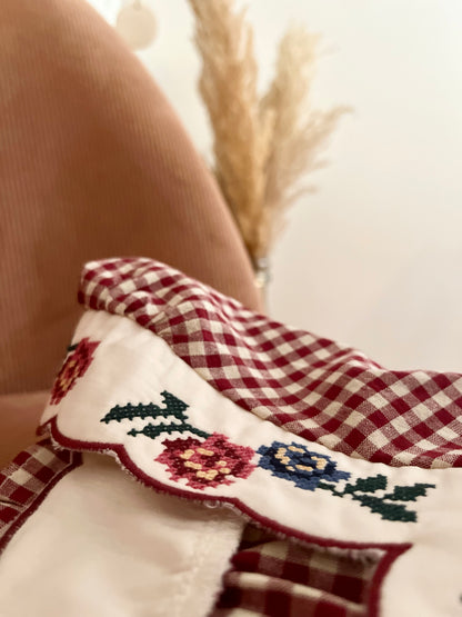 Blouse FAUSTINE vichy brodée