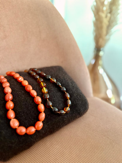 Collier EUGÉNIE perles marron