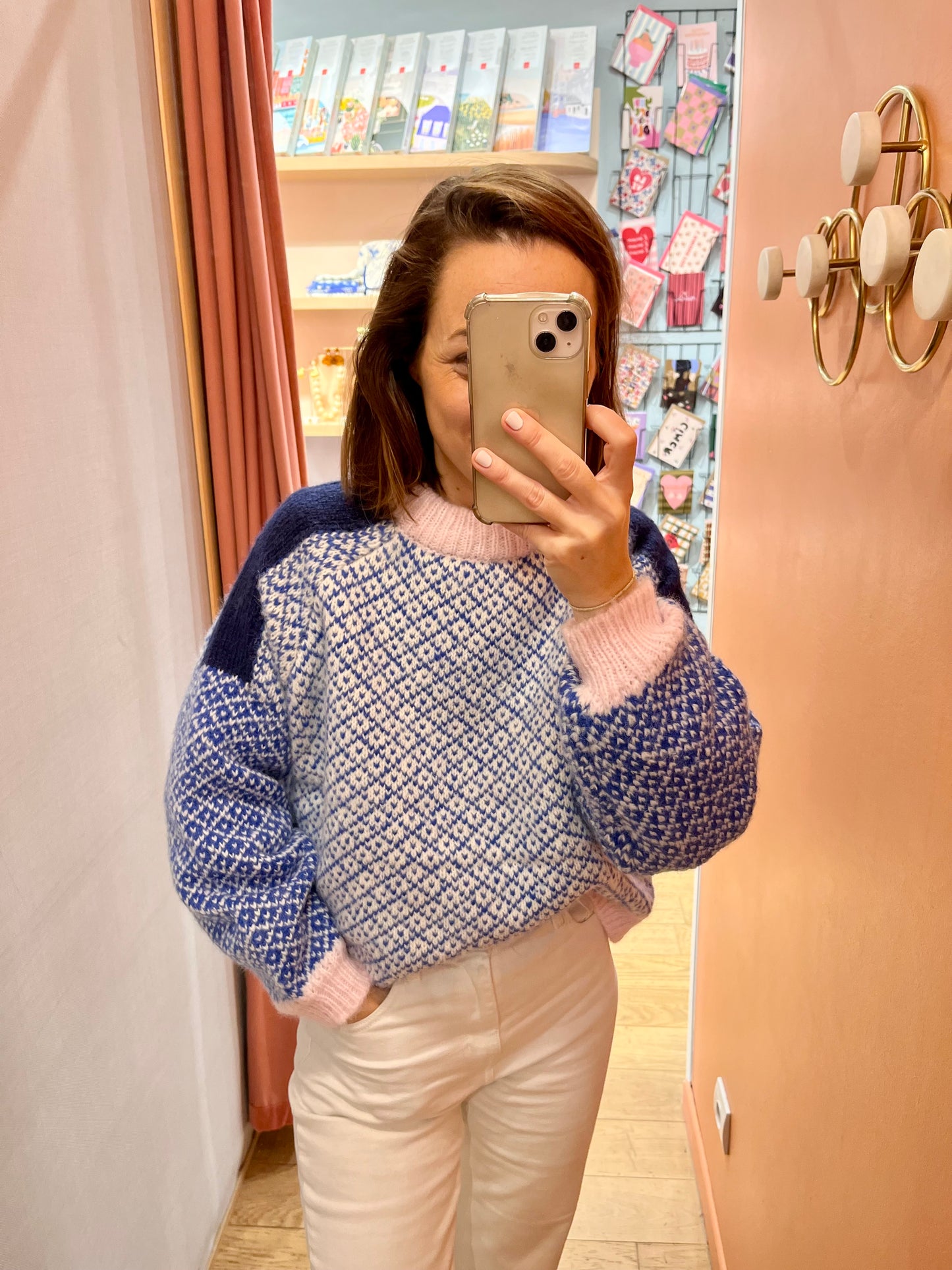 Pull REMIX bleu/rose