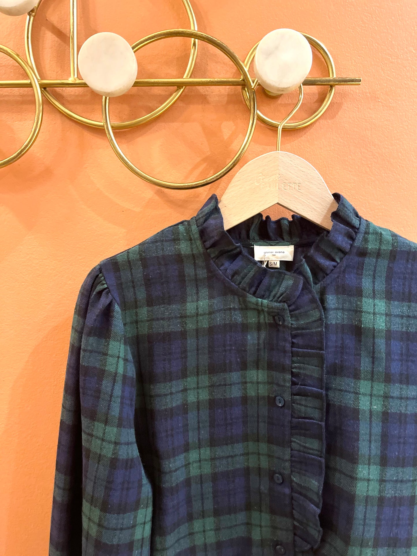 Chemisier PAULA tartan bleu