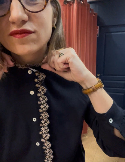 Chemisier AGNÈS brodé marine