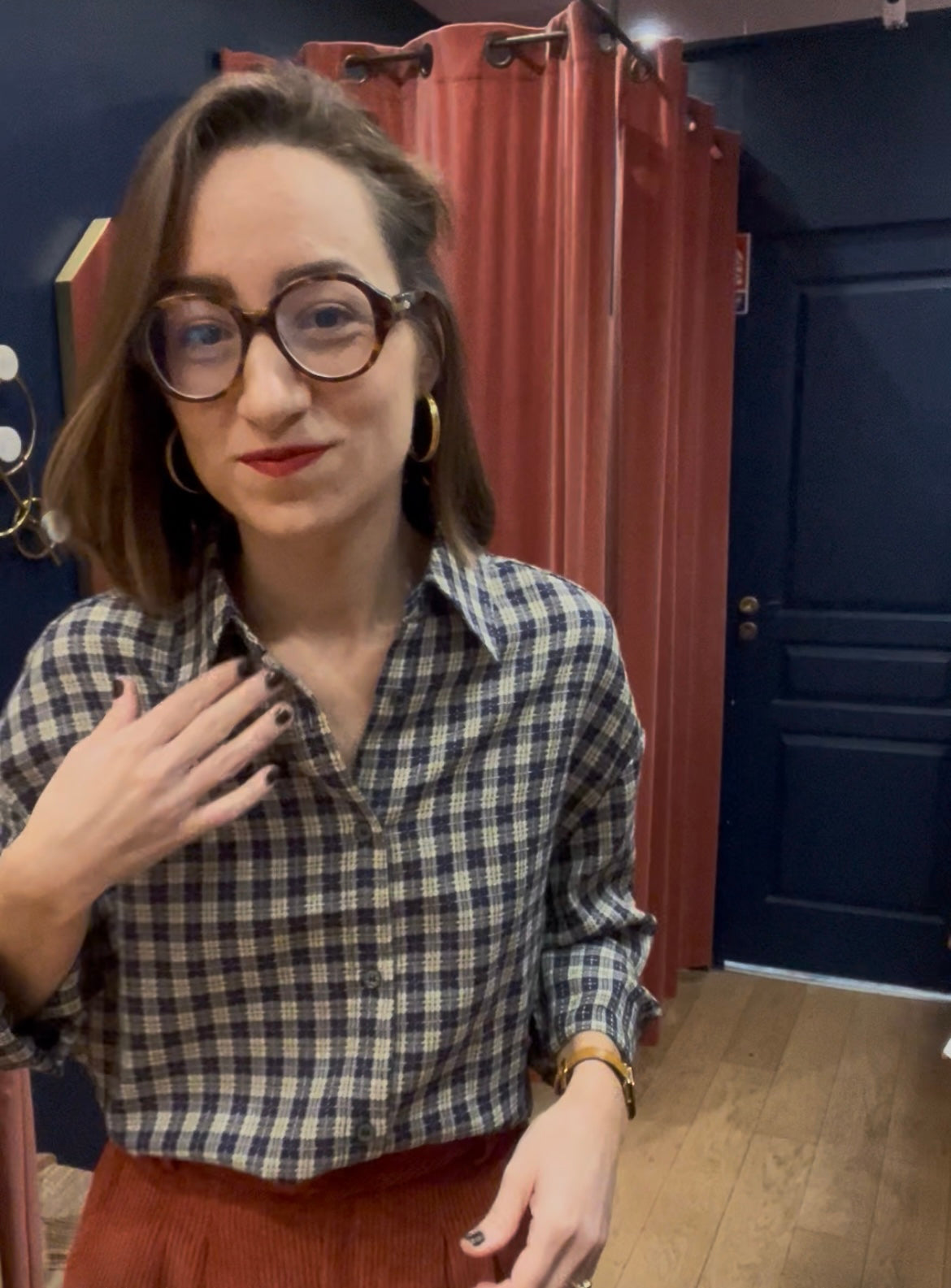 Chemise SOFIA carreaux bleu/vert