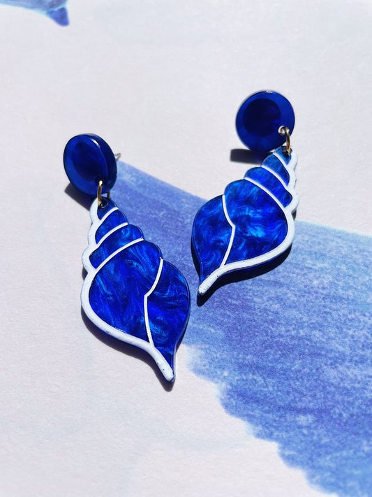 Boucles d'oreilles COQUILLAGE bleues