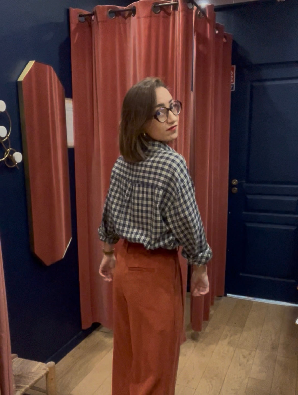 Chemise SOFIA carreaux bleu/vert