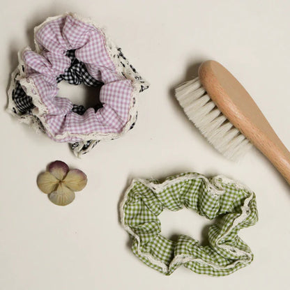 Chouchou JULIETTE vichy/macramé