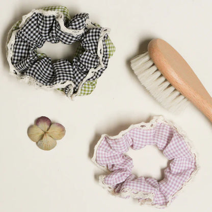 Chouchou JULIETTE vichy/macramé