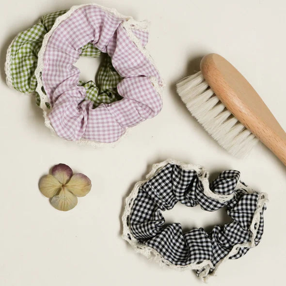 Chouchou JULIETTE vichy/macramé
