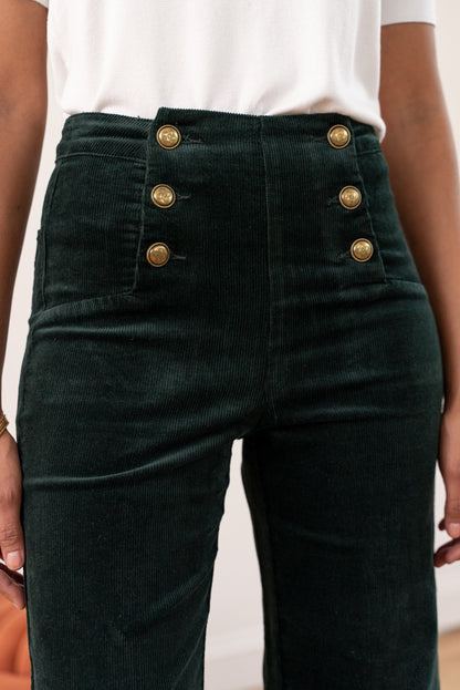 Pantalon VICTORINE velours vert