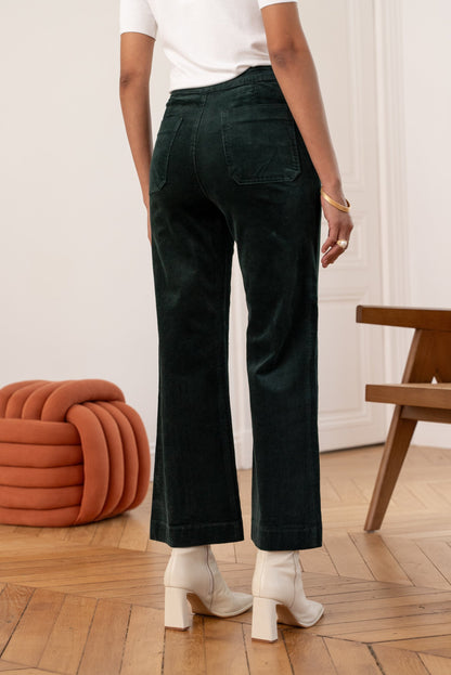 Pantalon VICTORINE velours vert