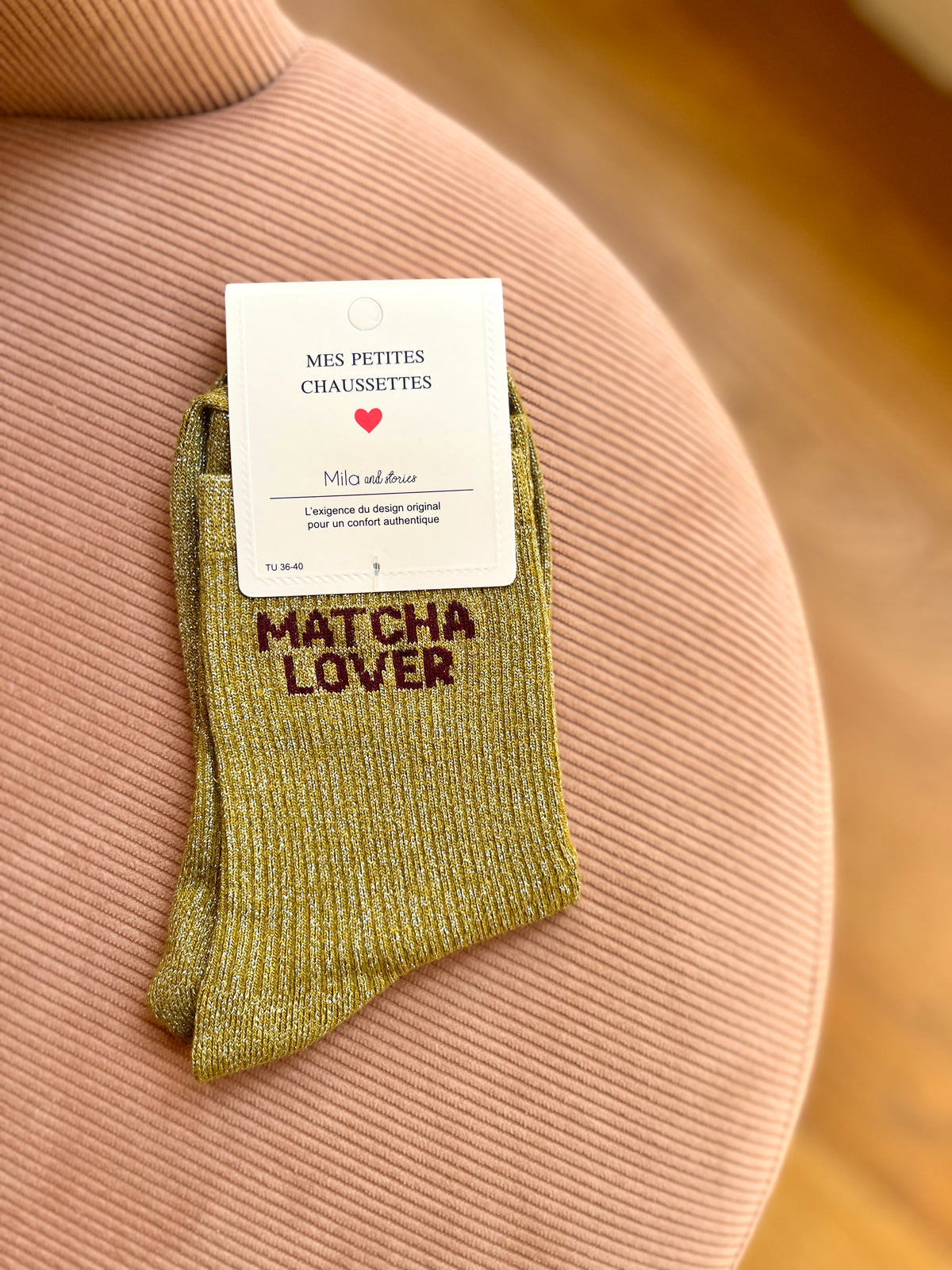 Chaussettes pailletées MATCHA LOVER