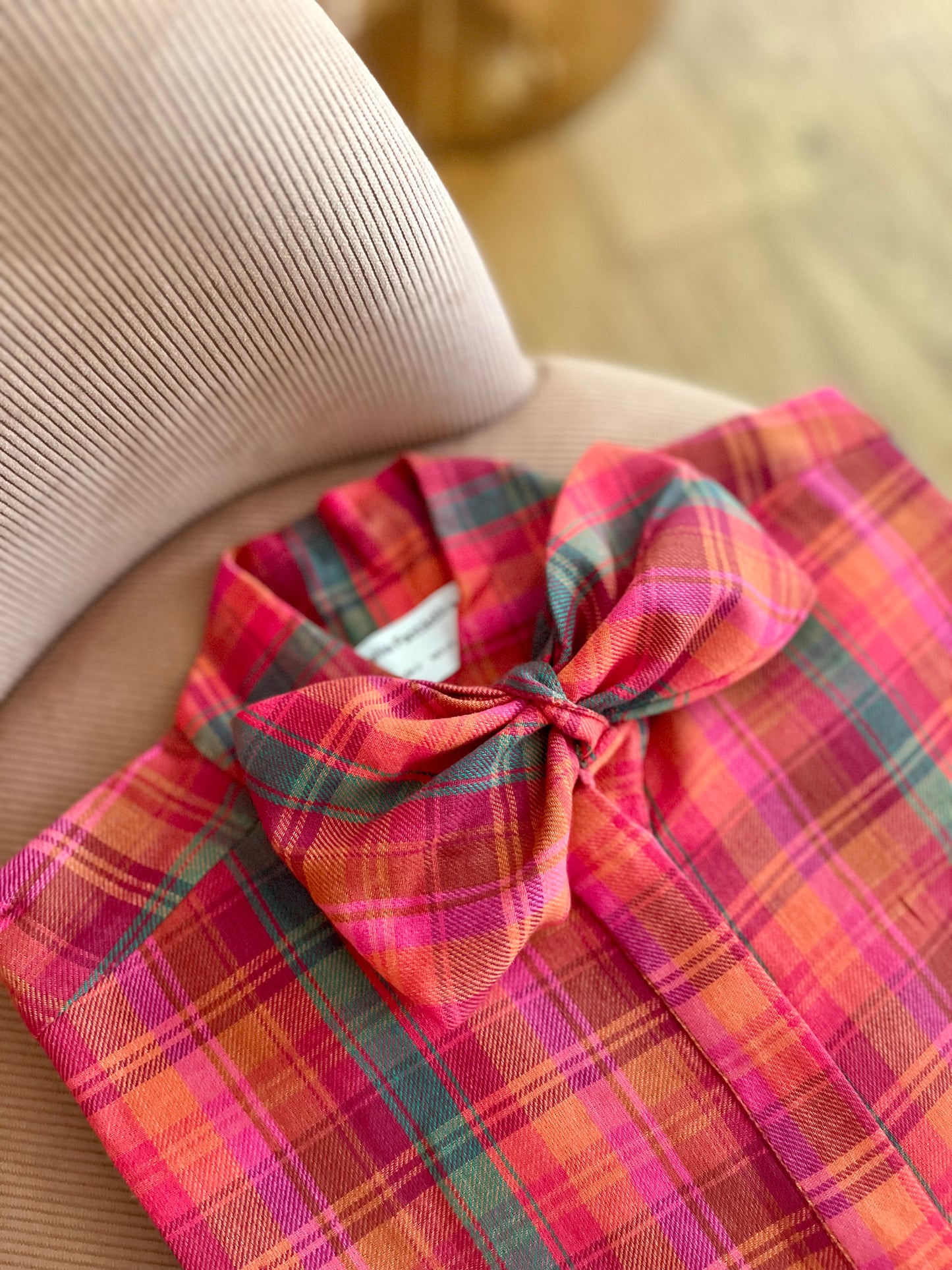 Chemisier ROSIE carreaux rose/rouge