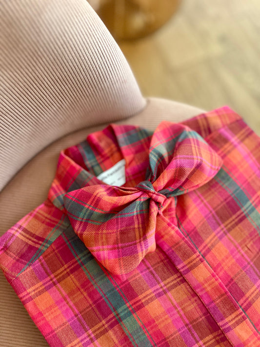 Chemisier ROSIE carreaux rose/rouge