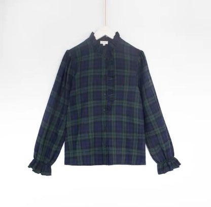 Chemisier PAULA tartan bleu