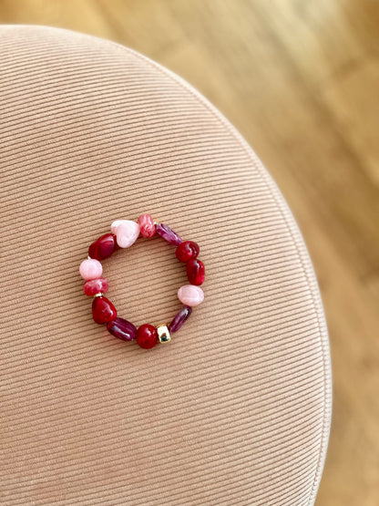 Bracelet EMMA perles coeur rouge/rose