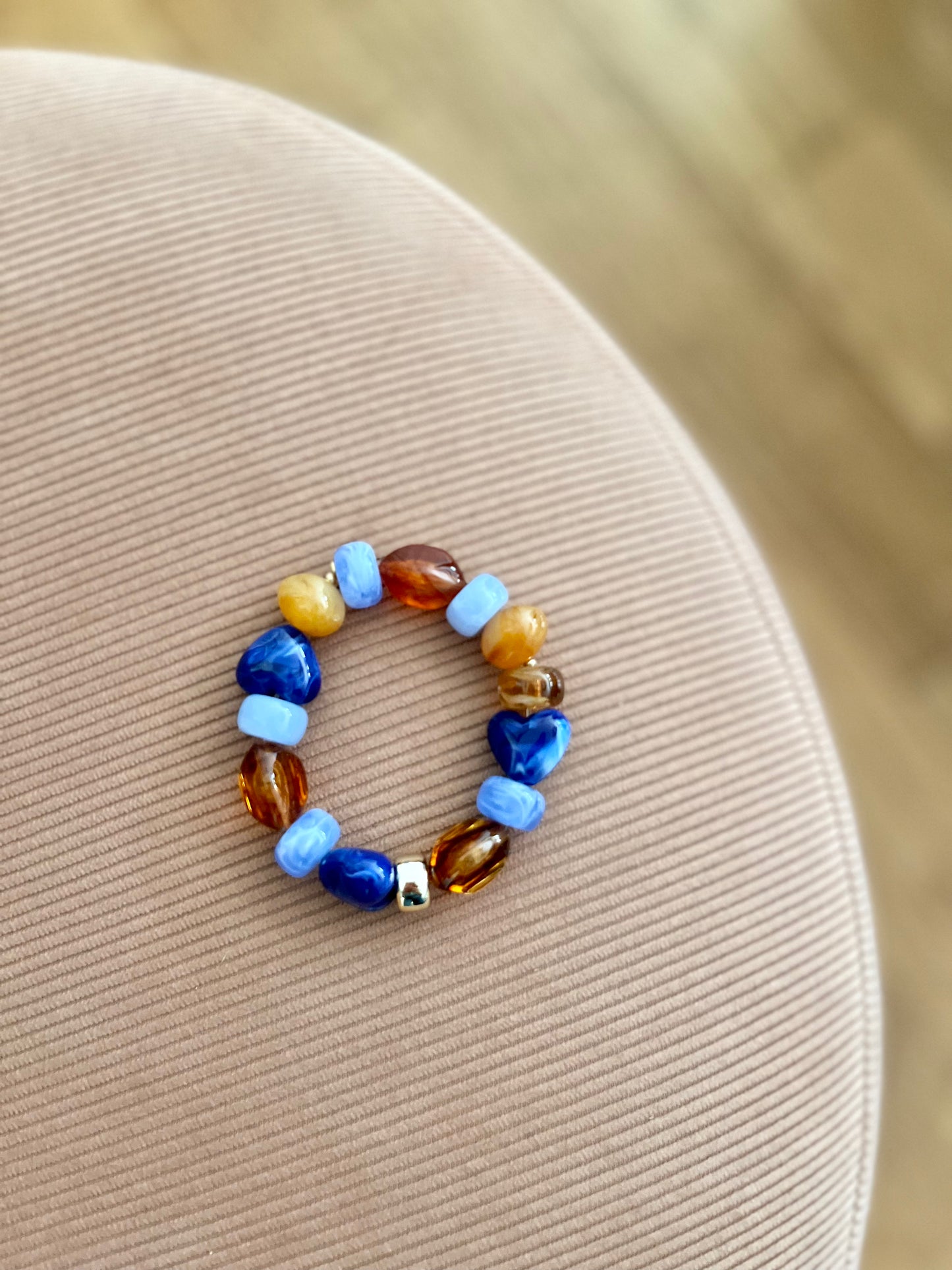 Bracelet EMMA perles coeur bleu/ambre