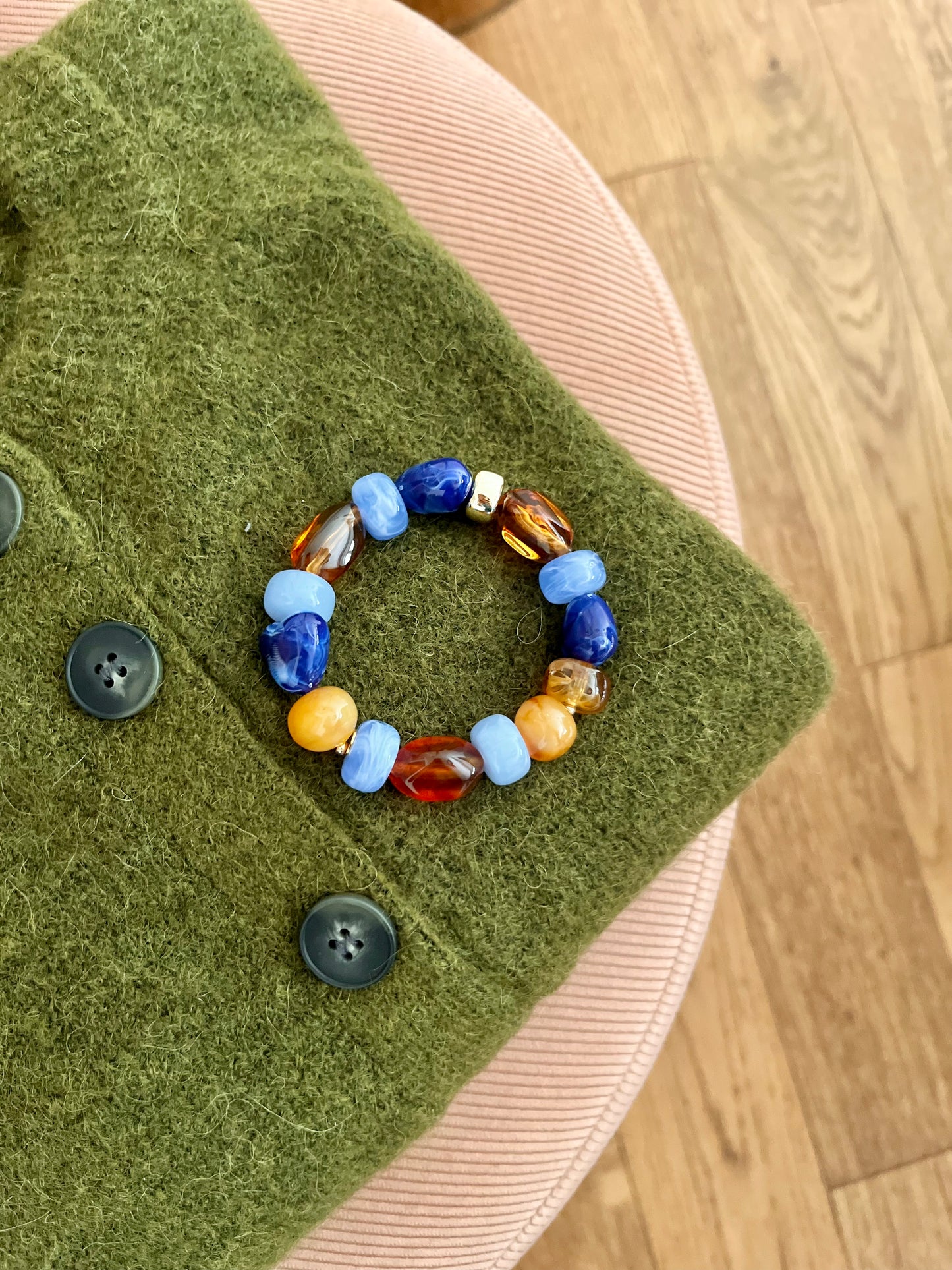 Bracelet EMMA perles coeur bleu/ambre