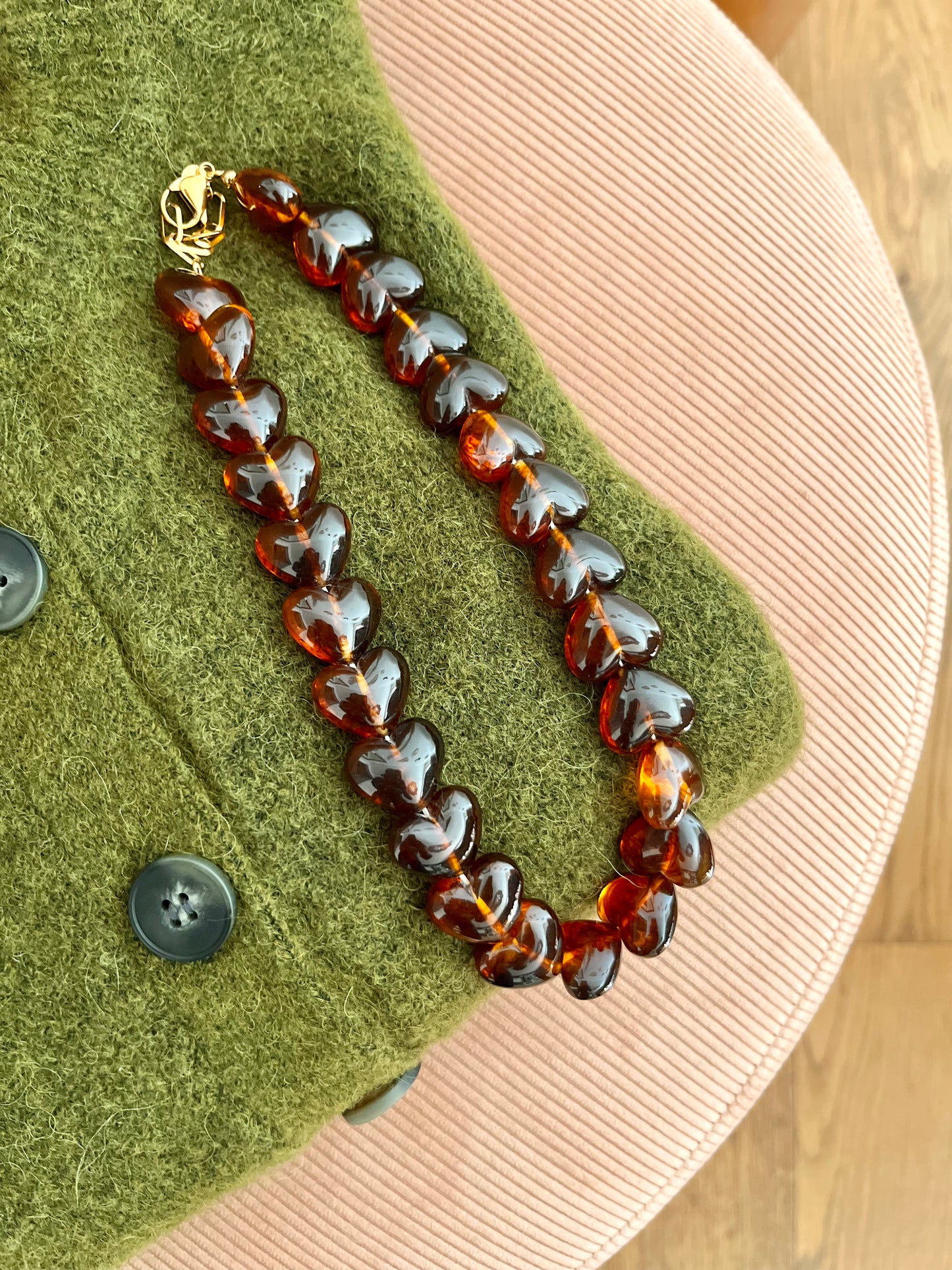 Collier HECTOR coeurs marrons